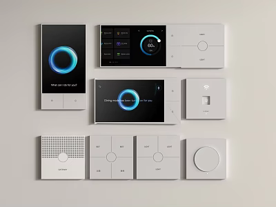 Modern Smart Switch Pro Panels With Touch Screen And Multiple Button Controls 3d model
