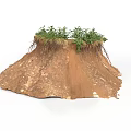 Modern Landscape Mound Featuring Green Plants Exposed Roots and Brown Soil