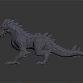 Mythical Gray Scaled Dragon like Creature With Sharp Spikes Muscular Limbs Open Mouth And Claws