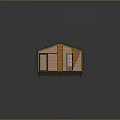 Modern Small House With Dark Roof Dark Walls Multiple Windows Wooden Porch And Red Steps