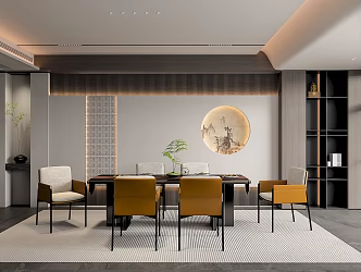 New Chinese Restaurant Dining Table and Chair 3d model