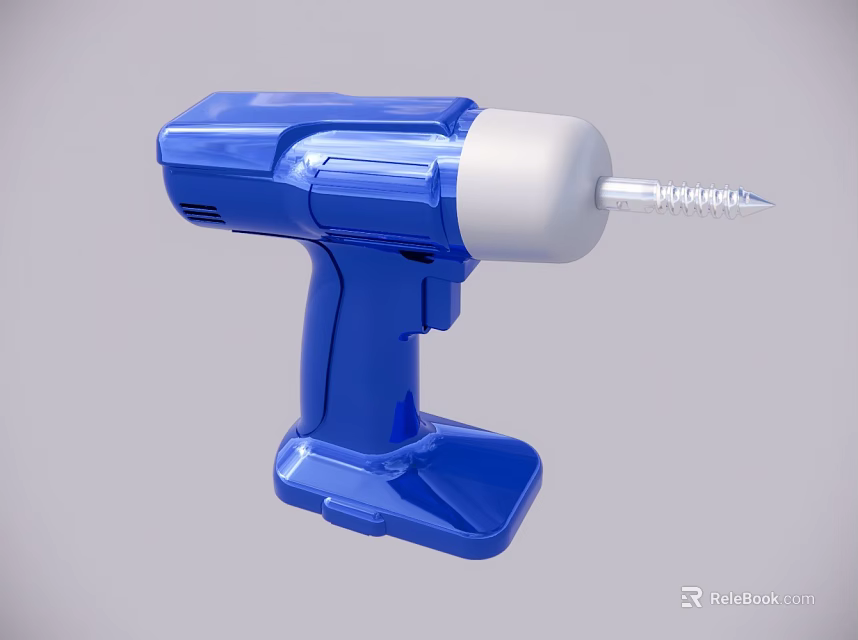 Blue Electric Cordless Drill Power Tool With White Tip And Handle 3d model