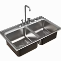 Practical Stainless Steel Double Bowl Kitchen Sink With Modern Faucet Design And Durable Build