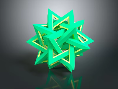 Green Geometric Decorative Ornament Set With Modern Abstract Triangular Structure For Home Interior Decoration 3d model