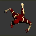 The Flash Superhero 3D Model In Red Costume With Yellow Lightning Running Pose