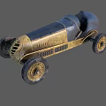 Vintage Toy Race Car With Brass And Black Streamlined Metal Body