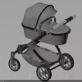 Gray and Beige Baby Stroller With Canopy Comfortable Seat And Metal Frame Wheels