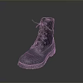 Dark High Top Leather Boots With Laces And Rubber Sole Design