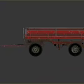 Red Open Bed Trailer With Two Wheels And Metal Frame For Transport 3d model