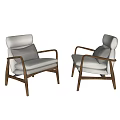 Elegant Modern Armchair With Wooden Frame White Upholstery And Gray Cushion