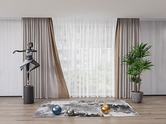 Modern Curtain Fabric Curtain 3d model