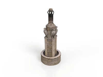 Ornamental Stone Tower Structure With Circular Base And Carved Side Decorations 3d model
