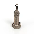 Ornamental Stone Tower Structure With Circular Base And Carved Side Decorations 3d model
