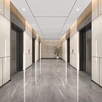 modern elevator hall 3d model