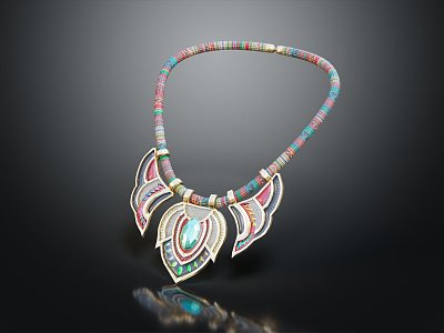 Ethnic Necklace Minority Necklace 3d model