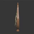 Decorative Brown Lyre With Golden Decorations Emerald Gemstone And White Orchid Leaves