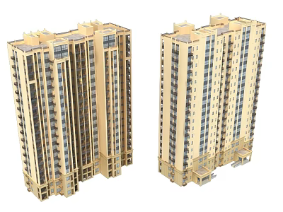 Modern High Rise Residential Building Exterior With Multiple Windows And Architectural Design 3d model