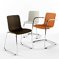 Modern Single Chair Design With Brown White Orange Colors And Metal Frame