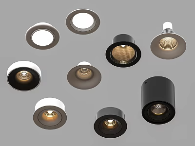 Modern Recessed Ceiling Spotlights With Multiple Styles And Colors For Home Lighting 3d model