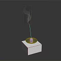 Minimalist White Cube Base With Black Circular Plate And Incense Stick Smoking