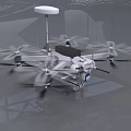 Smart Drone With Multiple Rotors Camera And Radar System For Surveillance 3d model