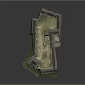 3D Model of Traditional Japanese Castle Featuring Stone Walls Towers and Green Courtyard