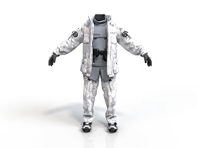 White Full Body Spacesuit With Detailed Pockets And Badge Design Elements 3d model