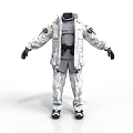 White Full Body Spacesuit With Detailed Pockets And Badge Design Elements 3d model