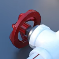White Plumbing Pipe Fitting With Red Valve Handle For Household Water System 3d model