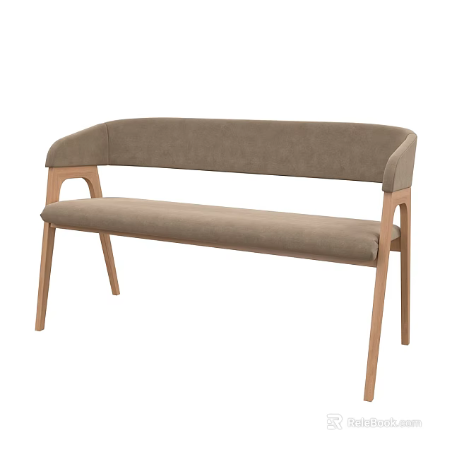 Modern Light Brown Two Seater Sofa With Upholstered Seat And Wooden Legs 3d model 