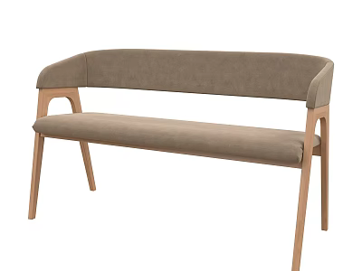 Modern Light Brown Two Seater Sofa With Upholstered Seat And Wooden Legs 3d model