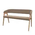 Modern Light Brown Two Seater Sofa With Upholstered Seat And Wooden Legs