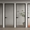Hinged Doors With Various Glass Designs And Black Frames For Modern Interior Space 3d model