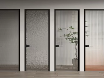 Modern swing door Changhong glass door bathroom door 3d model
