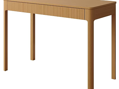 Minimalist Natural Wooden Desk With Smooth Surface And Straight Legs Design 3d model