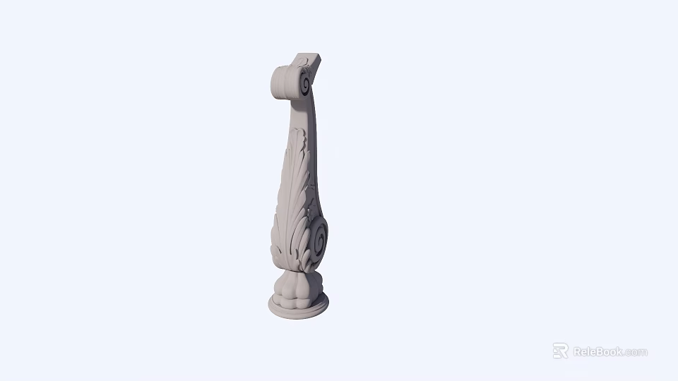 Decorative White Railing Baluster With Intricate Carved Patterns And Architectural Detail 3d model