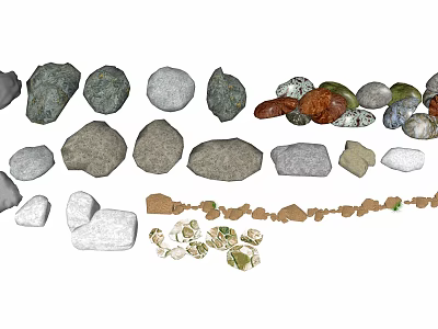 Diverse Natural Stones And Wooden Craft Pieces For Decorative Projects 3d model
