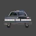 Classic Black And White Police Car With Red Blue Lights And Front Push Bumper