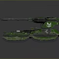 Green Camouflage Military Weapon Tank With Long Cannon And Heavy Armor