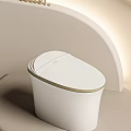 Modern White Toilet With Sleek Design Soft Beige Background And Subtle Lighting