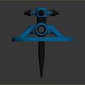 Blue Hardware Tool with Circular Handle Valve and Metal Spiked Base 3d model