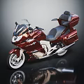 Elegant Red Touring Motorcycle With Windshield Black Leather Seats Glossy Body And Chrome Accents