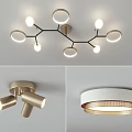 Modern Ceiling Lights with Branch Like Design Golden Fixtures and Circular Shades
