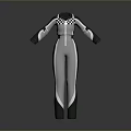 White And Black Jumpsuit With Checkerboard Pattern On Shoulders Long Sleeves 3d model