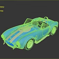 Blue Vintage Convertible Sports Car With Silver Stripes Shiny Body And Chrome Wheels