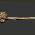 Ancient Primitive Weapon Stone Hammer with Rough Stone Head and Wooden Handle 3d model
