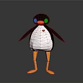 Stylized Low Poly Penguin Figure With Red Heart On Chest Orange Beak And Yellow Feet