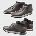 Brown High Top Casual Shoes With Leather Upper Lace Up Design And White Sole