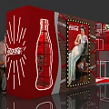 Coca Cola Red Commercial Equipment Exhibition Booth With Vending Machines And Posters