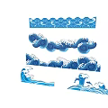 Blue Wave Pattern Wall Decor with Ornamental Ocean Wave Designs for Home Interior 3d model
